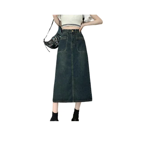 Shuhao Bai Denim Long Skirt Women's Concrete Gray