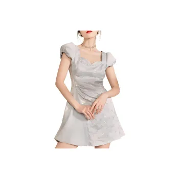 QIAOYUHUAZUN Short-Sleeved Dresses Women's Dusty Blue