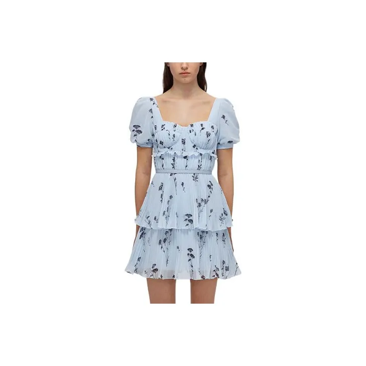 Self portrait SS22 Short Sleeved Dresses Women's Blue-0
