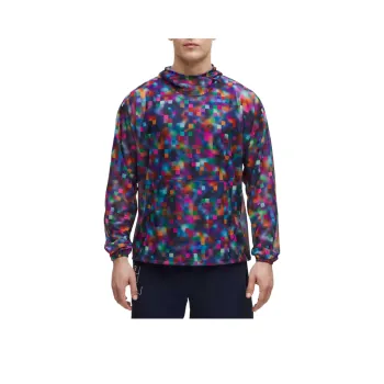 Lululemon Mesh Pullover Hoodie Pride Sweatshirt Men's Pixel Rainbow Club Blue