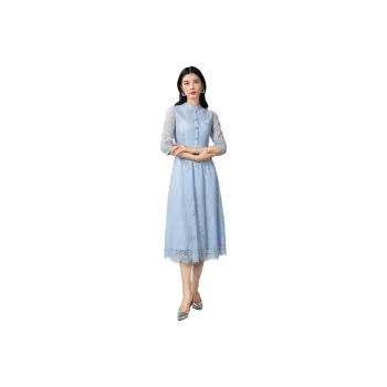 BBLLUUEE Long Sleeved Dress Women's Light Aqua Blue