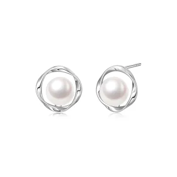 JINLIUFUJIXIANG Pearl Stud Earrings Women's