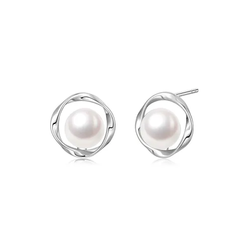 JINLIUFUJIXIANG Pearl Stud Earrings Women's