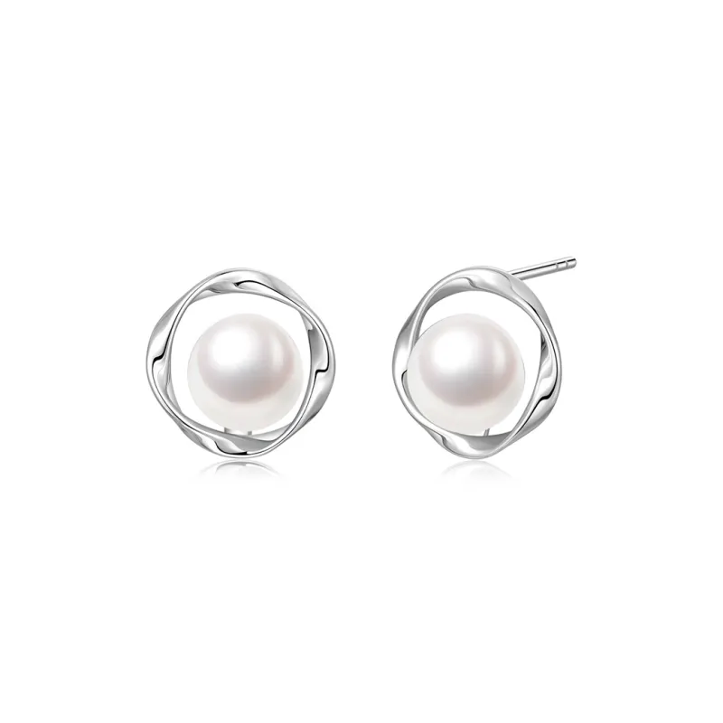 JINLIUFUJIXIANG Pearl Stud Earrings Women's-0