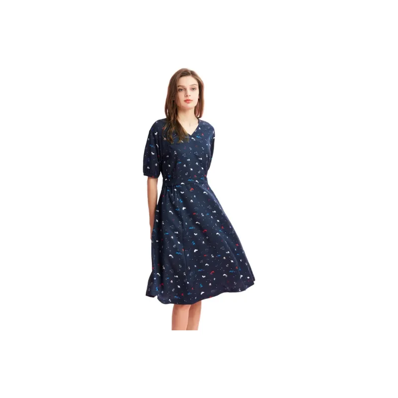 NAUTICA Short Sleeved Dress Women's Navy Blue-0
