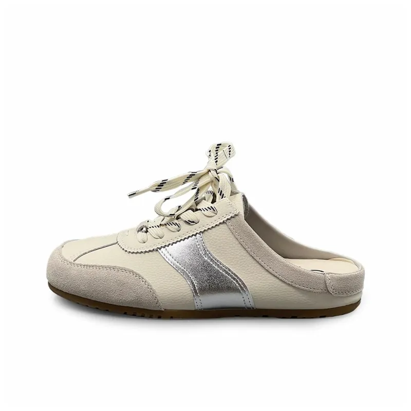 IHBOZ Rubber Sole Leather Patchwork Odor Resistant Abrasion Resistant Slip Resistant Closed Toe Slippers Women's-2