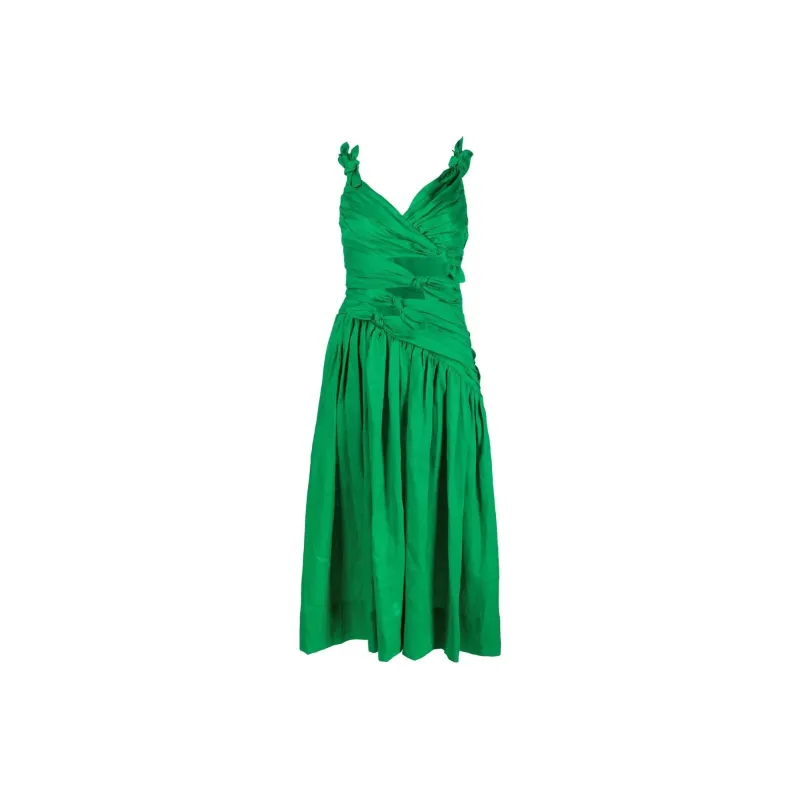 Zimmermann Tiggy Bow-detail Pleated Midi Dress-0