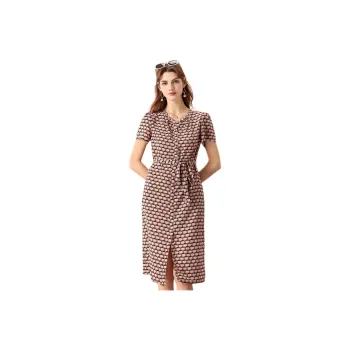 FENHONGMALI Short-Sleeved Dresses Women's Pink