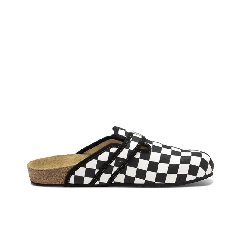 HART DAVIS Cork Sole Abrasion Resistant Slip Resistant Closed Toe Slippers Unisex Black White-1