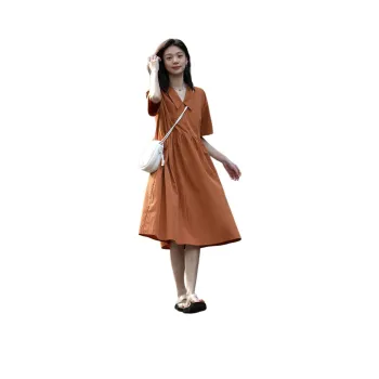 【dme】 Short Sleeved Dresses Women's Tangerine Orange