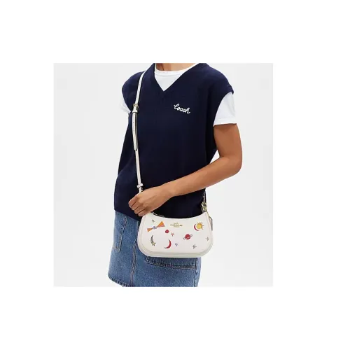 COACH Teri Leather Shoulder Bag Crossbody Bag Handbag Medium Size Women
s Chalk Multicolor