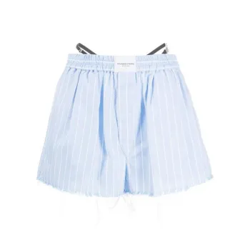 Alexander Wang Frayed Crystal Thong Boxer Oxford Blue/White