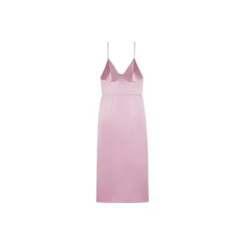 GUCCI Silk Duchesse Midi Sleeveless Dress Pink