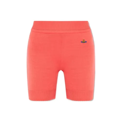 Vivienne Westwood Logo Embroidered Ribbed Knit Stretch Shorts