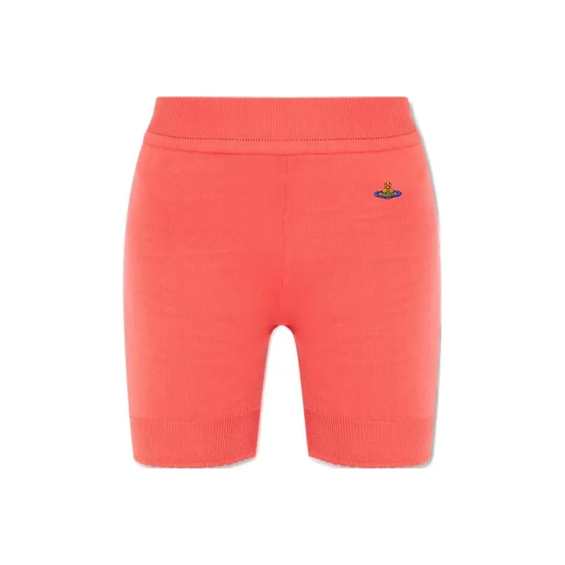 Vivienne Westwood Logo Embroidered Ribbed Knit Stretch Shorts-0