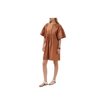 HERMES Short Sleeved Dress Women's Brown