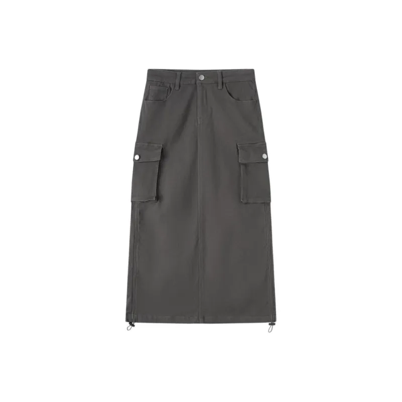 EICHITOO Denim Long Skirt Women's Dark Gray-0