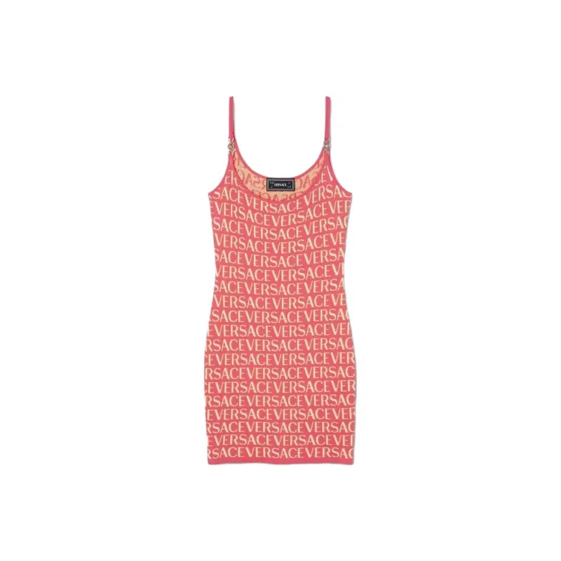 VERSACE Monogram Knit Mini Dress 'Fuchsia Pink'-0