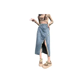 Jean West Denim Long Skirts Women's Blue