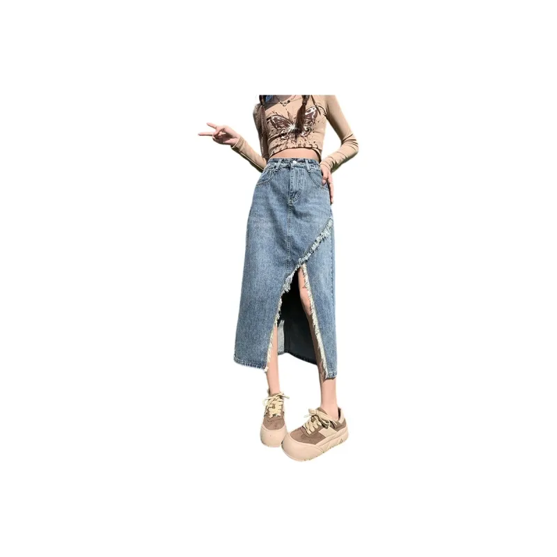 Jean West Denim Long Skirts Women's Blue-0