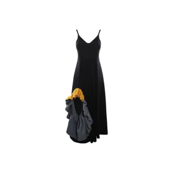 LOEWE Ruffle Knit Midi Dress 'Black'