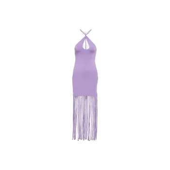 Rotate Cut Out Fringed Jersey Dress
