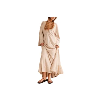 FREE PEOPLE Eliza Maxi Long-Sleeved Dresses Women's Morning Oat/Morning Oatmeal