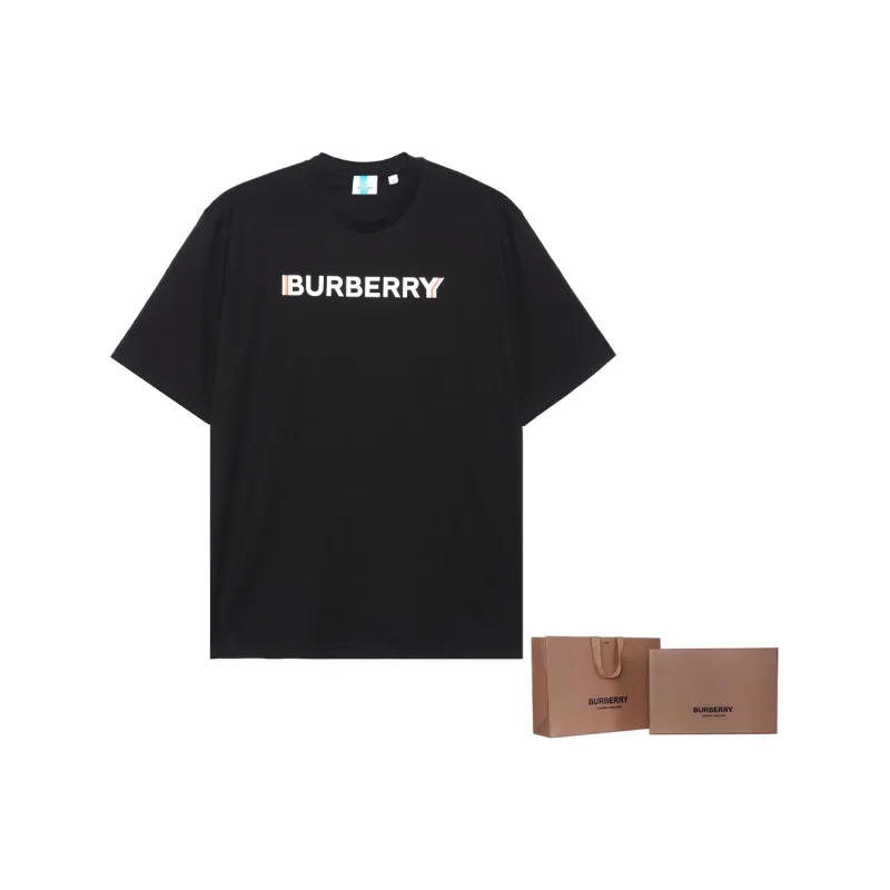 Burberry Logo Print Cotton T-shirt Black-4