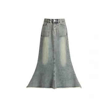 FHMY Denim Long Skirts Women's Nostalgic Blue