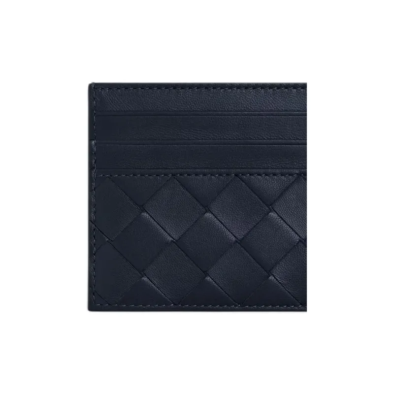Bottega Veneta Intrecciato Sheepskin Card Holder Women's Space Blue-3