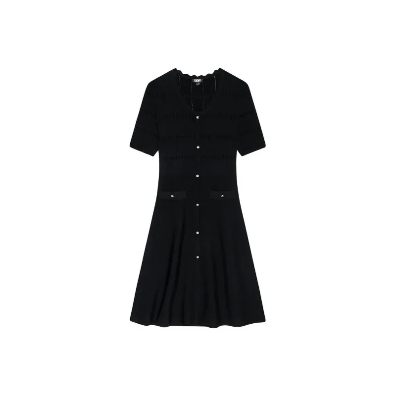 DKNY SS24 Short Sleeved Dress Women's Black-0