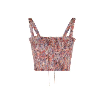 CELINE All Over Patterned Ruffle Detailed Top