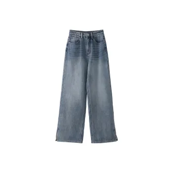 Fstudio Fall And Winter Korean Commute Straight Fit Casual Jeans Women's Blue