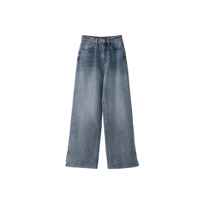 Fstudio Fall And Winter Korean Commute Straight Fit Casual Jeans Women's Blue-0