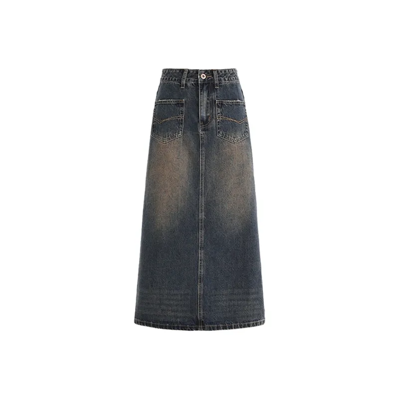 Concubine Zhu Denim Long Skirt Women's Concrete Gray-0