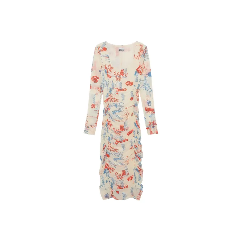 GANNI Long-Sleeved Dresses Women's White-0