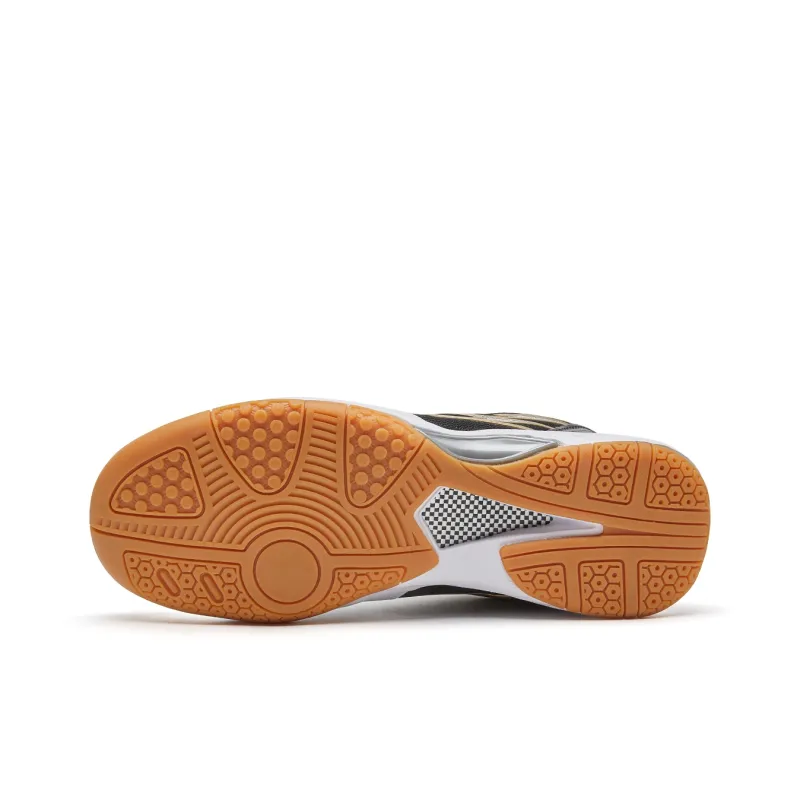 VOIT Cushioning, Slip Resistant, And Abrasion Resistant Low Top Badminton Shoes Unisex White Black Gold-5