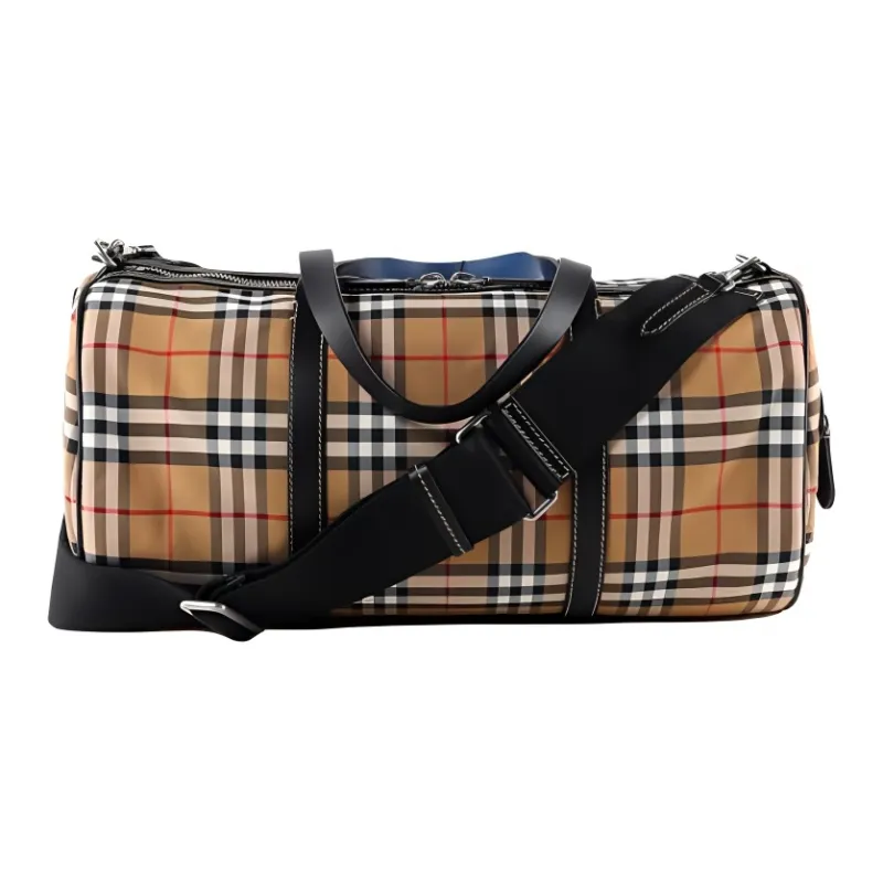 Burberry Vintage Leather Travel Bag Medium Size Men's Yellow/Orange-2
