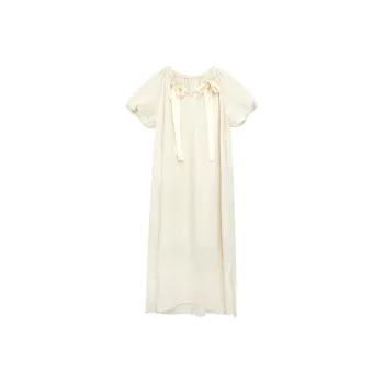 Boutique By Babymoon Short Sleeved Dress Women's Beige Yellow