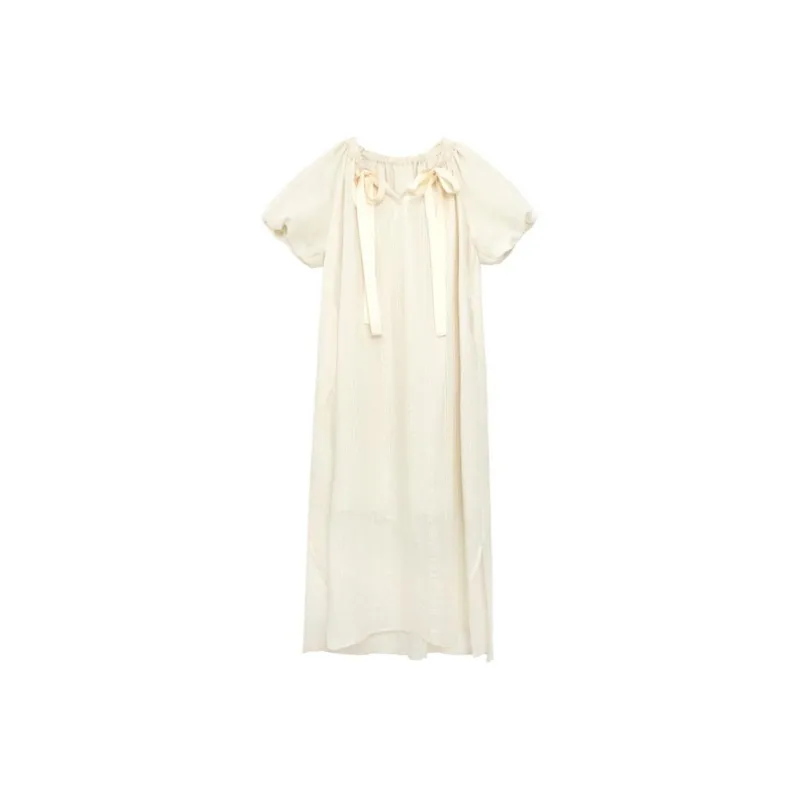 Boutique By Babymoon Short Sleeved Dress Women's Beige Yellow-0