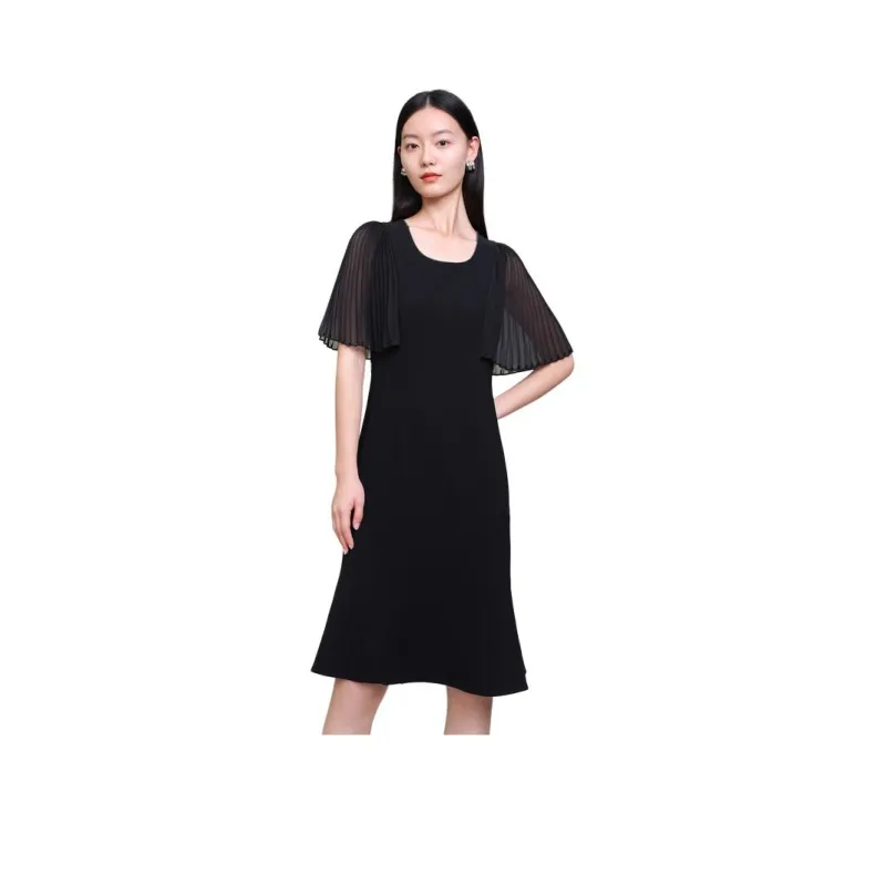 JZ. ANNAKRO Short Sleeved Dress Women's Plain Black-0