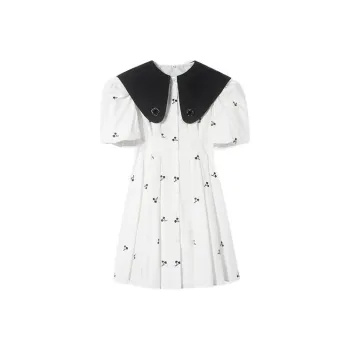 ITIB Short-Sleeved Dresses Women's White With Black Floral