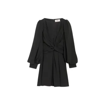 CELINE Knot Detailed V Neck MIni Dress
