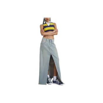 Jaded London Hotline Collection Denim Long Skirts Women's Light Blue