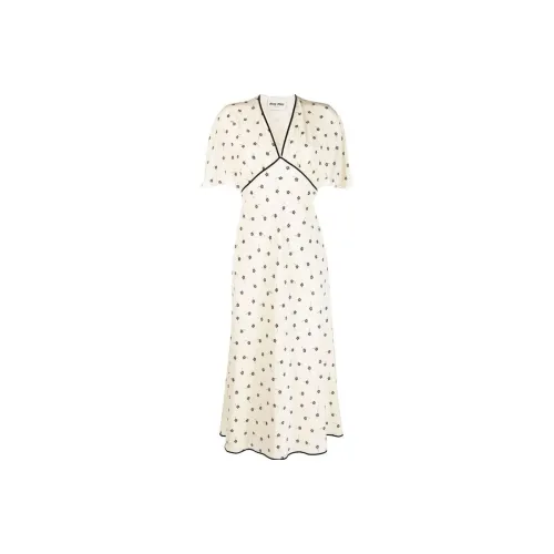 MIU MIU SS23 Short-Sleeved Dresses Women's Ecru