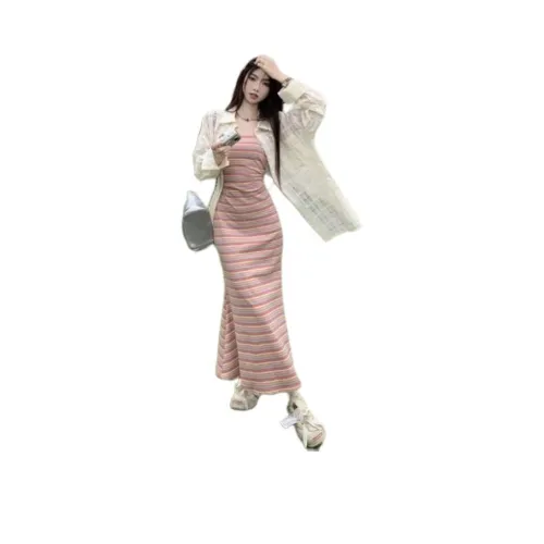 XIANSINIAO Slip Dress Women's Pink