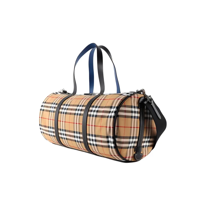 Burberry Vintage Leather Travel Bag Medium Size Men's Yellow/Orange-1