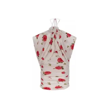 Magda Butrym Ruched Flower Appliqué Wrapped Dress