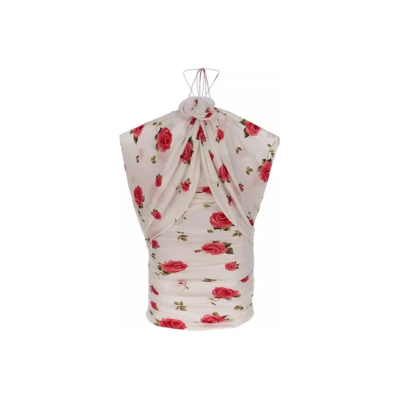 Magda Butrym Ruched Flower Appliqué Wrapped Dress-0
