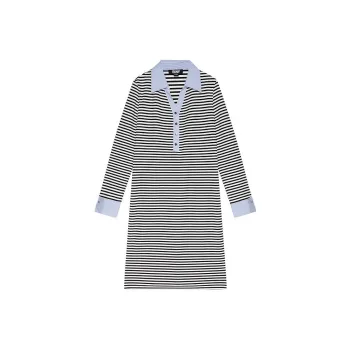 DKNY SS24 Long Sleeved Dress Women's Black & Multicolor